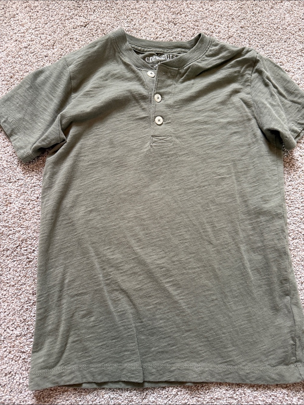 Crewcuts Moss Green Henley Short Sleeve Tee (6-7)
